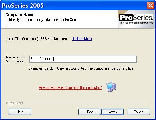 Network Installations Only- Set up of Additional Workstations to Run 2005 ProSeries: To setup additional ProSeries workstations on the network, please follow the instructions below: 1.