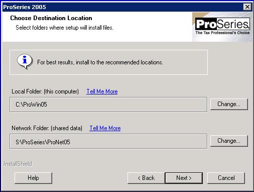 You will need to specify a local installation folder, as well as a network installation folder.
