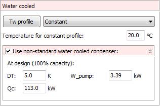 For the water cooled condenser you both define the condenser ambient temperature (water
