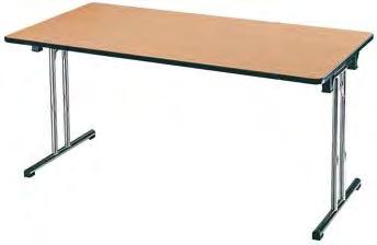 Folding flat by a discreet mechanism under the table top.