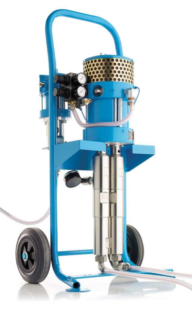 COMPACT AND WELL-CONCEIVED WIWA DUOMIX 140 The new compact WIWA DUOMIX 140 proportioning system with a fixed mixing ratio is designed for use in either coatings or foam applications.