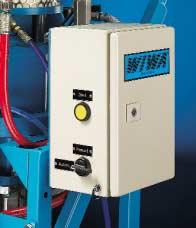 control for one or both material components with automatic shut down if the set tolerances are exceeded Pneumatic stroke counter for quantity control Flush pump for cleaning all components