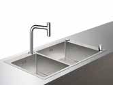 spray, two spray types Built-in sink with double sink 370 x 370 # 43303, -809 Automatic drain kit for sink 370/370 for Select unit #43942, -009 Metris Select