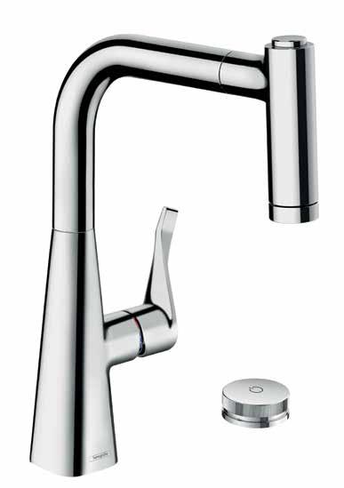 New ergonomics and functionality for the modern kitchen. Metris Select This model offers two types of spray (normal and shower). Spout swivels through 150 for absolute freedom in the kitchen.