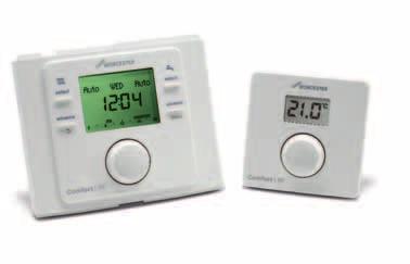 Comfort I RF twin channel programmer and room thermostat The Comfort I RF twin channel model is an intelligent programmer that plugs into the boiler and is supplied with a separate room thermostat