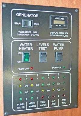 SECTION 4 APPLIANCES AND SYSTEMS WARNING Water and Holding Tank Levels Press and Hold the Levels Test switch to show approximate level on the monitor lights.