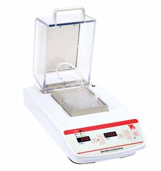 2 Block Dry Block Heater with Lid Exceptional uniformity, stability, and regulation of temperature Heated lid reduces condensation on sample lids Optional external temperature probe OHAUS Digital Dry