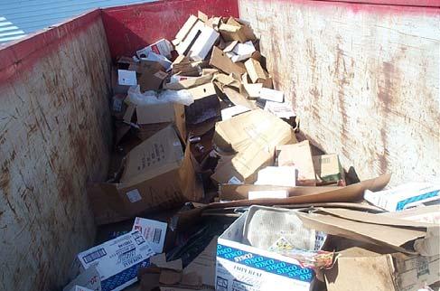 ) Much of the cardboard that was disposed of in the in the trash storage area appeared to have been used as a container for other trash, or was otherwise contaminated with food residues.