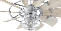 5"(h) - (1) 6W, 2700K, 80CRI M, Dimming LED (Included) Galvanized Clear Seeded Glass Light Kit shown on 94410-9 ceiling fan UL