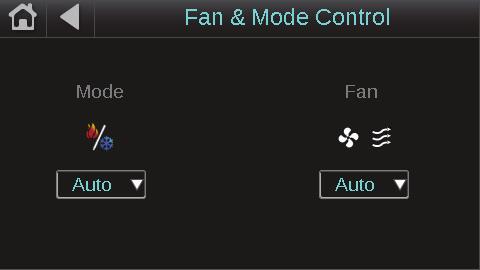 Displays: Unit Vent for AppController alarms, if present Fan speed Filter status Fan & Mode Control Manually