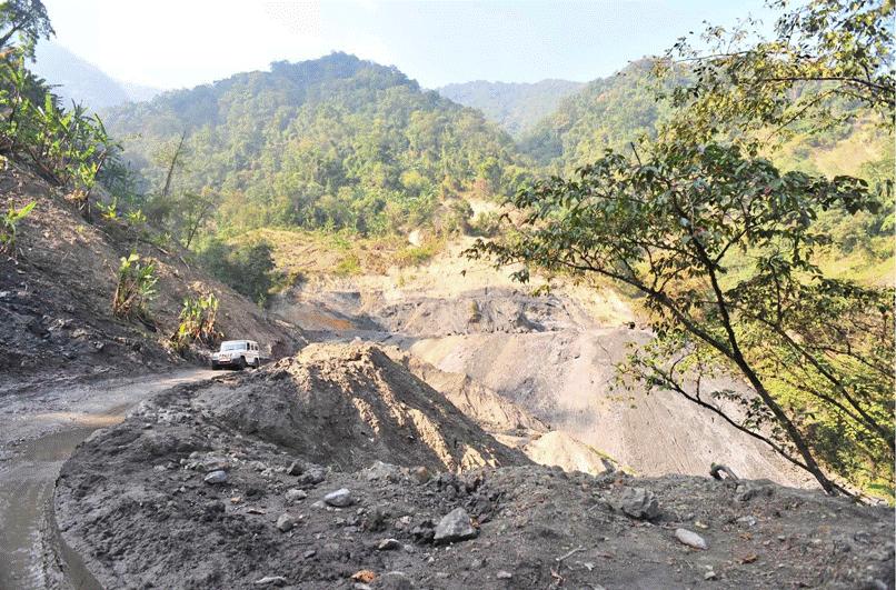 SITE IN ARUNACHAL PRADESH Landslide area Road constructed on both sides.