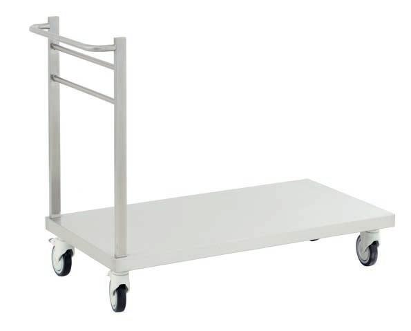 Both trays has barriers on three sides Bumbers on both casters Four pcs