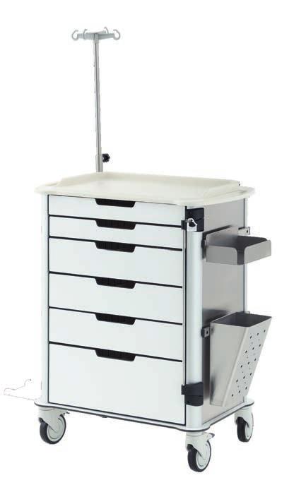 STAINLESS STEEL HOSPITAL FURNITURE Isolation Cart Aluminum main frame and laminated compact drawers Easy to