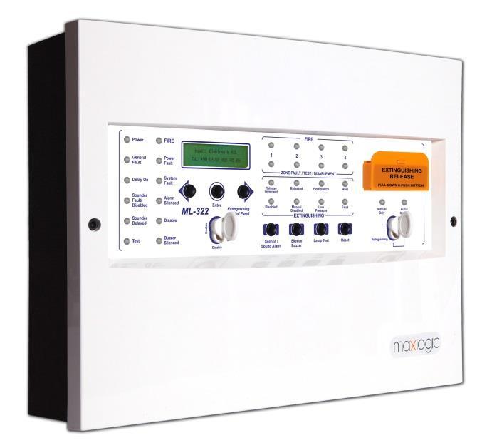 SALES SUPPORT DOCUMENT ML-322 MAXLOGIC CONVENTIONAL FIRE EXTINGUISHING CONTROL PANEL ML-322 series operates on cross-zone principle, has 4 detection zones and one extinguishing release output which