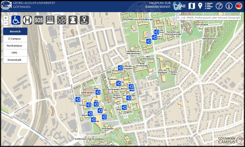 CAMPUS ACCESSIBILITY MAP: LIVE DEMO Building and room level Thematic layers: Accessibility Family-friendly infrastructure Security on