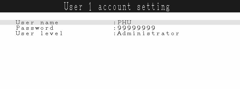 (5) Select a user access level out of Administrar, Engineer, Operar amd Guest. If Guest was selected, file deletion is not permitted, although log-in the FTP server is permitted. 3.