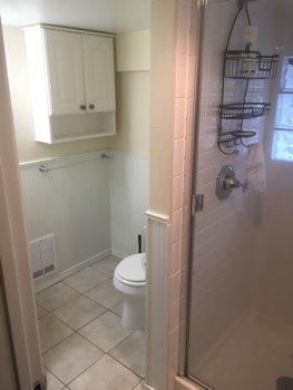 1. Room Basement Bathroom Ceiling and walls are in good condition overall. Accessible outlets operate. Light fixture operates. There were no visible indications of plumbing deficiencies overall. 2.