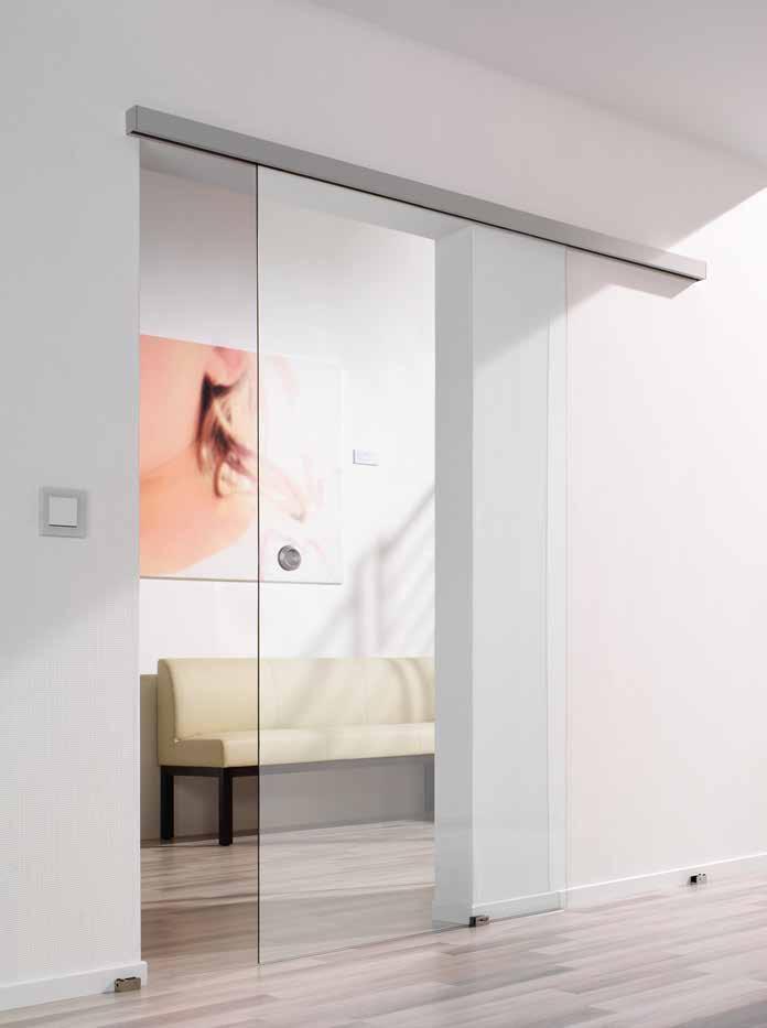 HELM GT-L 50 up to 50 kg leaf weight without side panel, wall- and ceiling installation HELM GT-L 50 up to 50 kg leaf weight without side panel Glass sliding doors made of TSG (toughened safety