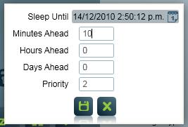 The Sleep button prompts the operator for a sleep period. When put to sleep, the Activation notification is removed from the Activation list and the audible cue is suspended.