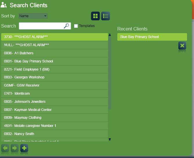 Viewing and Maintaining Client Site details The Search Clients button opens a Client Search browse.