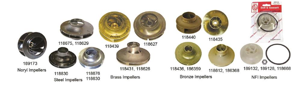 Parts & Accessories Impellers Part Number Diameter Body Material Description -/" Steel -/" Steel Impeller for LD- Pump -/" Noryl -/" Noryl Impeller for PL-0, PL-0B -/" Brass -/" Brass Impeller for