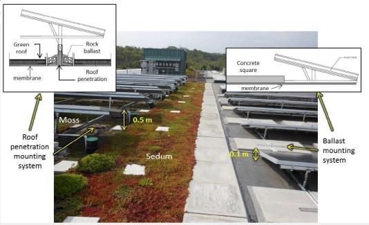 Solar panels onto will improve solar efficiency EFFECTIVENESS Green roofs effectively increase 10 13% of the efficiency of the PV panels, due to the cooling load of the green roof.