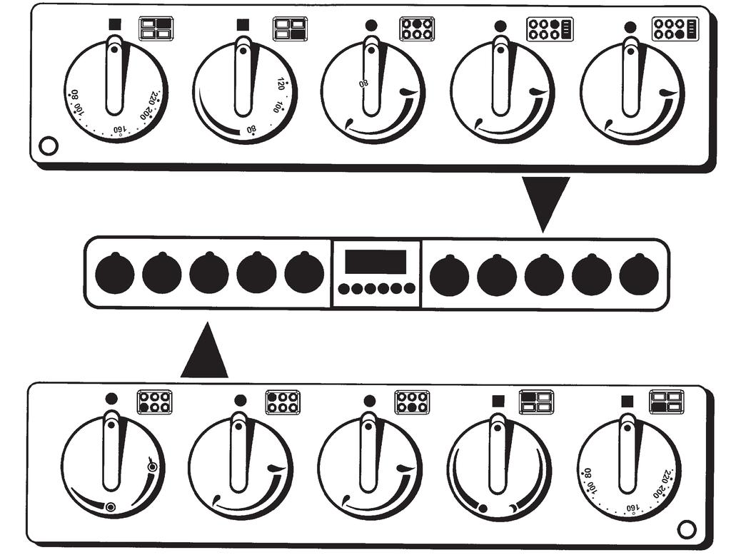 CONTROL PANEL Fig. 11 DESN 516288 A l The GAS HOTPLATE CONTROL KNOBS can only be rotated anti-clockwise from the OFF position.