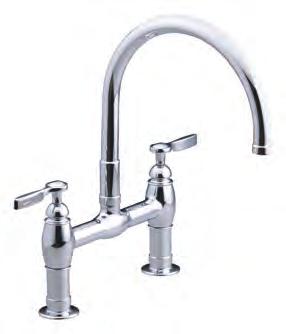 00 -CP 1,612.00 -BL, -VS DECK-MOUNT BRIDGE TAPS Deck-mount bridge taps reintroduce a high clearance of this goose-neck swing spout which allows you to easily fit larger dishes underneath for cleaning.