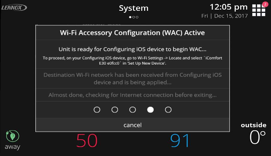 Wi-Fi Configuration and Pairing Prerequisites The following is required in order to setup Wi-Fi and pairing your thermostat to Apple Homekit: You are located in the home where the E30 system is