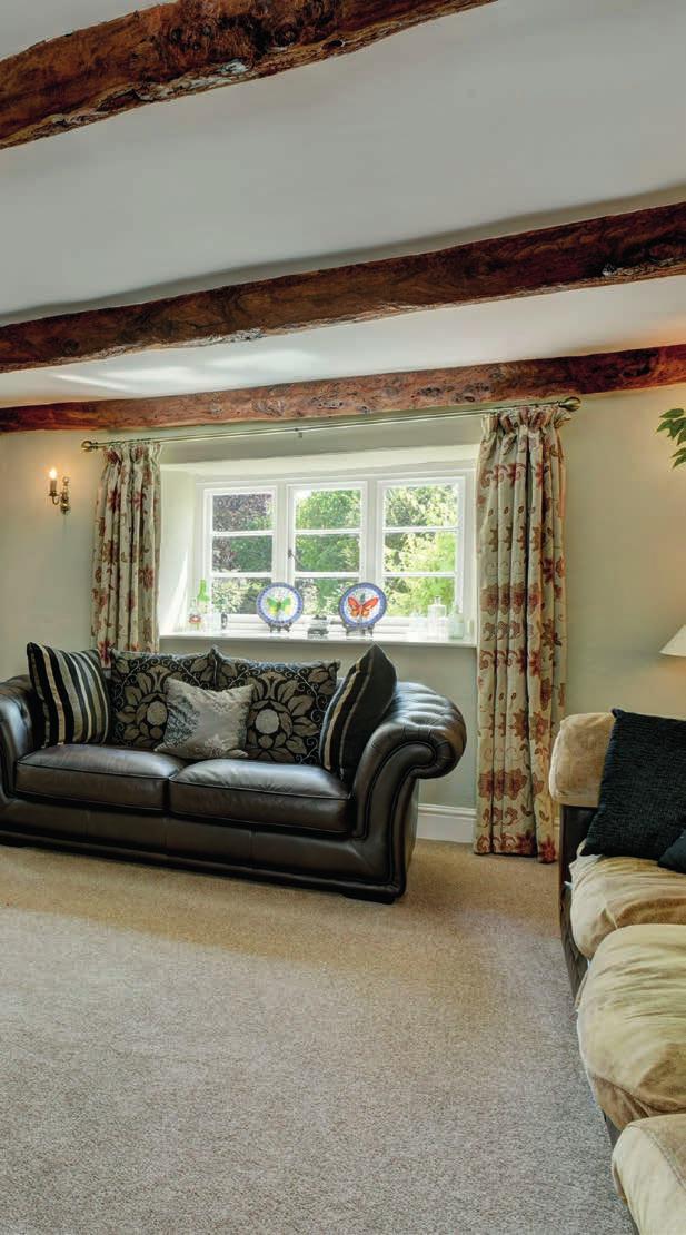The excellent reception space includes a particularly spacious drawing room with substantial inglenook fireplace, uprights and ceiling beams, with four windows affording a good deal of light.