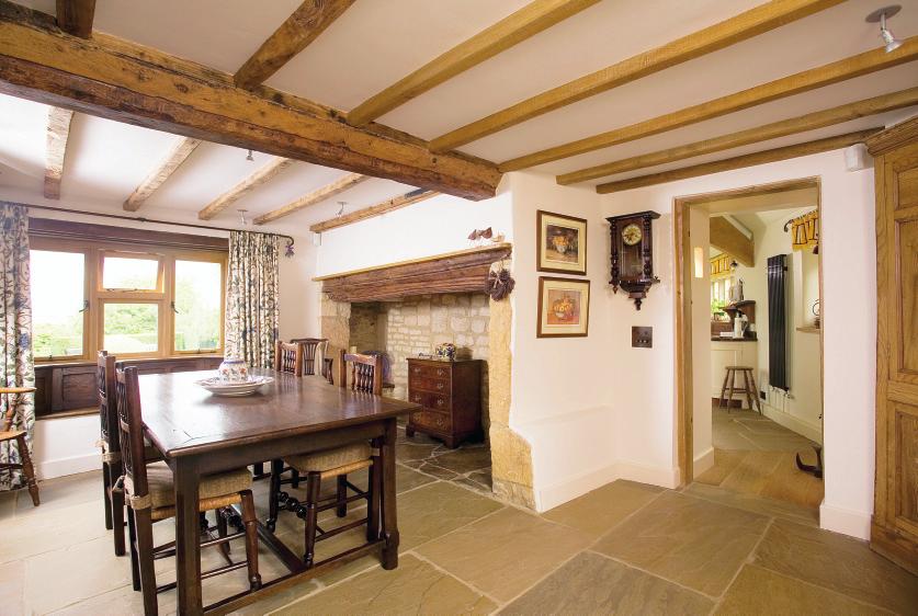 The elevated position of the residence, situated just below the church, but tucked in beneath the higher sheltering escarpment, affords the most superb views over the Vale of Evesham as far as the