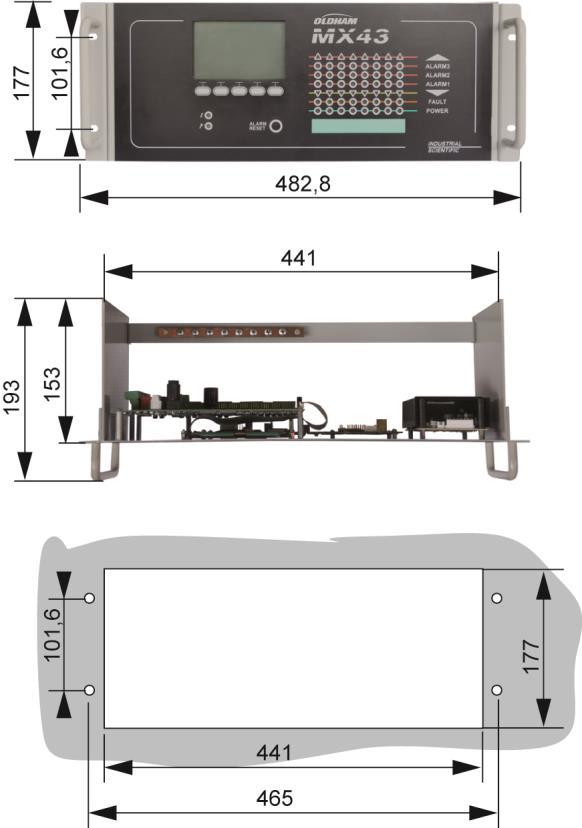 order to allow easy access to the different connectors at the rear. This rack is built into a bay or a standard 19 cabinet.