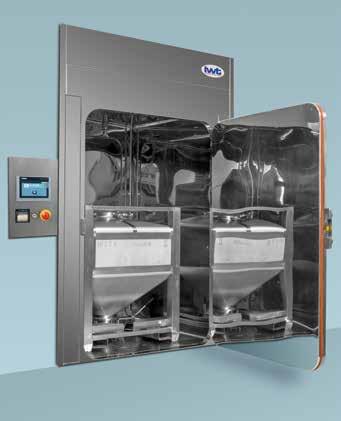 If needed, a drying unit concludes the cycle exposing the load to hot HEPA filtered air. C-Line is composed by: A washing chamber entirely made of AISI 316L (1.4404), roughness lower than 0.