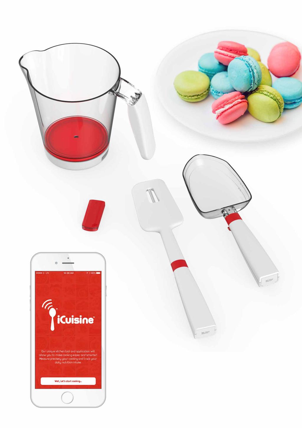 icuisine offers various Bluetooth enabled kitchen tools to work with an intuitive app for smartphones and tablets. It allows you to search, make and share delicious recipes with simple instructions.