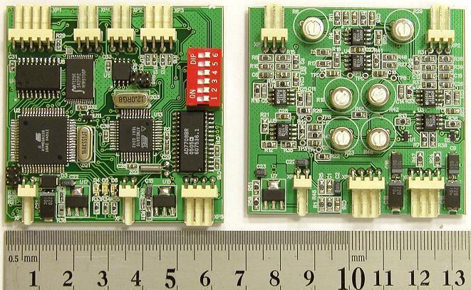 Figure 1. Top sides of the micro controller and amplifier breadboards. 8, 9, 10 1,1 12 13 The amplifier and controller power supply should be in the range of 6.3-12V.