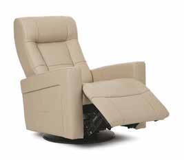$499 Leather match rocker recliner Combines leather seating and padded flair