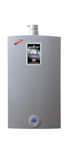 TANKLESS WATER HEATERS Infiniti High Efficiency Tankless Gas Model The High Efficiency Bradford White Infiniti Tankless Water Heater with SRT (Scale Reduction Technology) offers a fully condensing