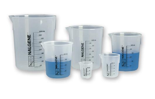 THERMO SCIENTIFIC NALGENE AND NUNC LABWARE Nalgene Æ Griffin Low-form Beakers Flat Bottom Ensures Stability Flat bottom for smooth stirring Easy-to-read graduations Autoclavable Pk/Case Nalgene