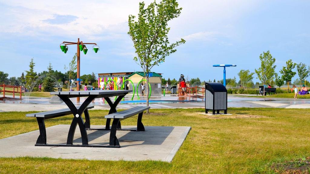 Welcome sign community board - $3,000 Picnic tables at the splash pad -