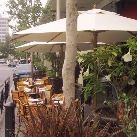 OUTDOOR DESIGN Outdoor Dining Examples Seating areas should be located near the path of travel, yet sheltered slightly to protect the privacy of the diner.