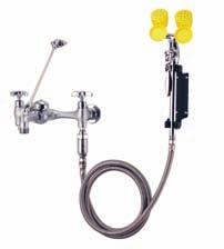 HALO TM WALL MOUNT EYEWASH STATIONS Features antimicrobial protection, integral strainers, and rugged safety-yellow powder coating for easy visual identification in an emergency Aquaduct TM