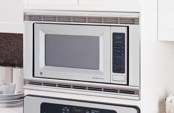 GE Microwave Oven Trim and Hanging Kits Deluxe Built-In Trim Kit for 1.8 cu. ft. Microwave Ovens Trim kits allow installation of the 1.8 cu. ft. countertop microwave oven in a wall or cabinet alone, or over a GE 27" or 30" single electric wall oven as shown.