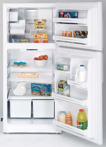 Top-Freezer Refrigerators Gallon door storage Accommodates gallon containers for quick access to most-used items. HTS18BCP 17.