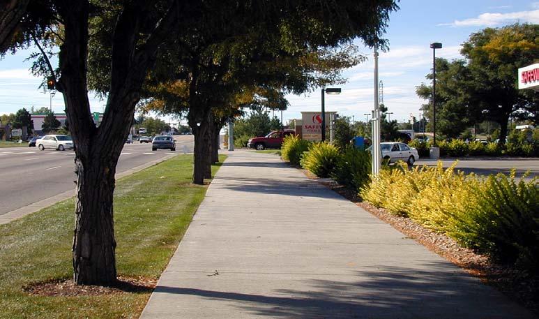 Action 8.2: Seek opportunities for implementing a program of streetscape improvements. Program elements including undergrounding of overhead utilities, adding street furniture (e.g. bus stop benches, pedestrian lights, and street trees) and detached sidewalks.