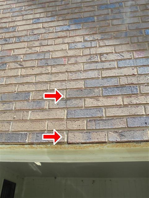 At the front of the home, missing vinyl will need replacement at the gable rake. F. Item 1(Picture) Stair step crack under the master bath window F.