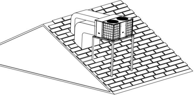 4. Installation 4.1 For roof top applications using a field fabricated frame and ducts: The frame must be located and secured by bolting or welding to the roof. Flashing is required.