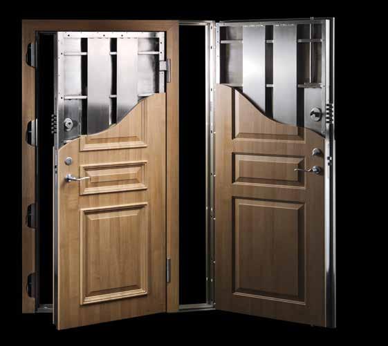 DOOR MODELS 5 1 7 6 3 7 6 5 10 2 8 4 8 9 5 STRUCTURAL FEATURES OF RESISTANCE: 1. The armoured lock is protected by 2 drill resistant manganese plates. 2. The bodies of the main and additional locks are installed in protective steel boxes.