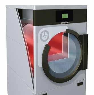 The fact that the dryer is not giving off heat makes the work environment pleasant and safe. ERGONOMIC DESIGN The wide door makes loading and unloading easy.