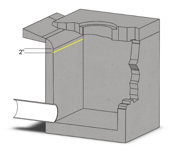 diameter concrete drill bit to drill holes 2 ¾ deep (minimum) at each location along the trough that there is a pre drilled hole on the front and end sides.