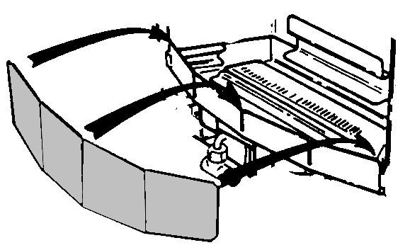 It should rest on the ledges at the sides and back of the firebox and its rear face should touch the rear ceramic wall. See figure 4.
